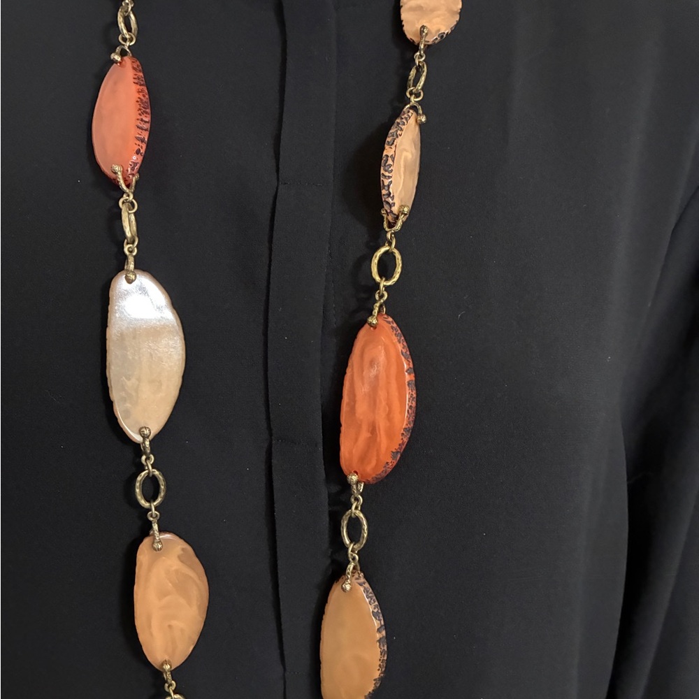 Premier Designs Slice of Life Retired 2014 Wood look resin 36” necklace Boho